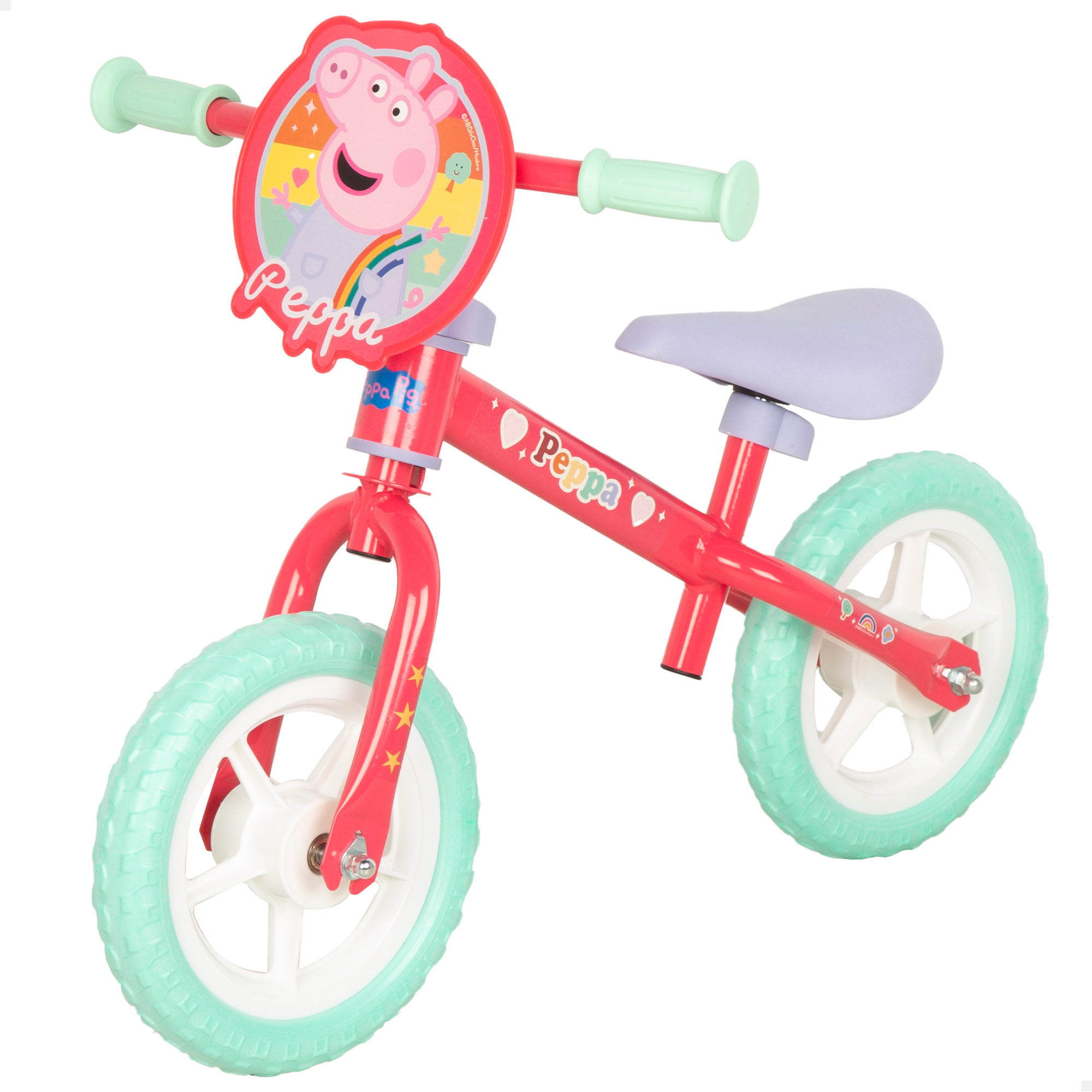 Peppa Pig - Correpasillos sin pedales, licencia oficial, estructura segura bebés, ruedas antipinchazos, manillar y sillín ajustables, dibujos animados, actividades exterior niños, diversión activa, juegos para niños