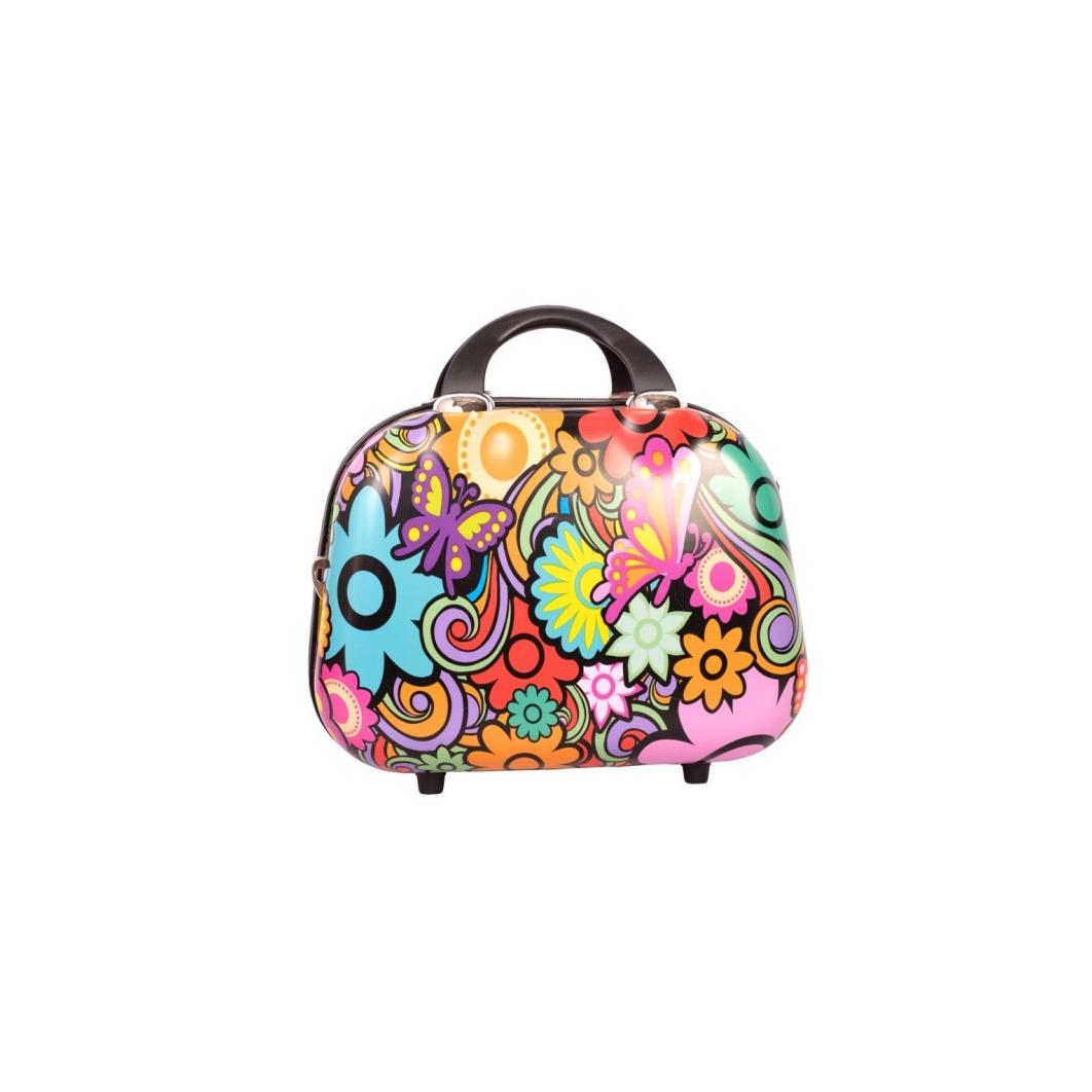 Neceser de Viaje Flower Power Maletas Tony - Diseño Juvenil y Colorido, 35x28x14 cm, Rígido con Compartimentos Organizadores