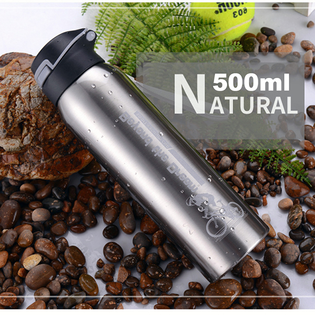 CA Botella De Agua Para Bicicleta 500ML Arce Inoxidizable Termo Doble Capa Con Y Pajita Para Ciclismo Resistente a Químicos Origen China