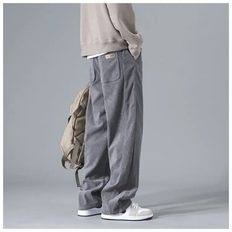 TK Pantalones Casuales De Corduroy Vintage Japonés Para Hombres 2024 Estilo Trendy Trabajo Recto Primavera Otoño Pantalones De Sudor
