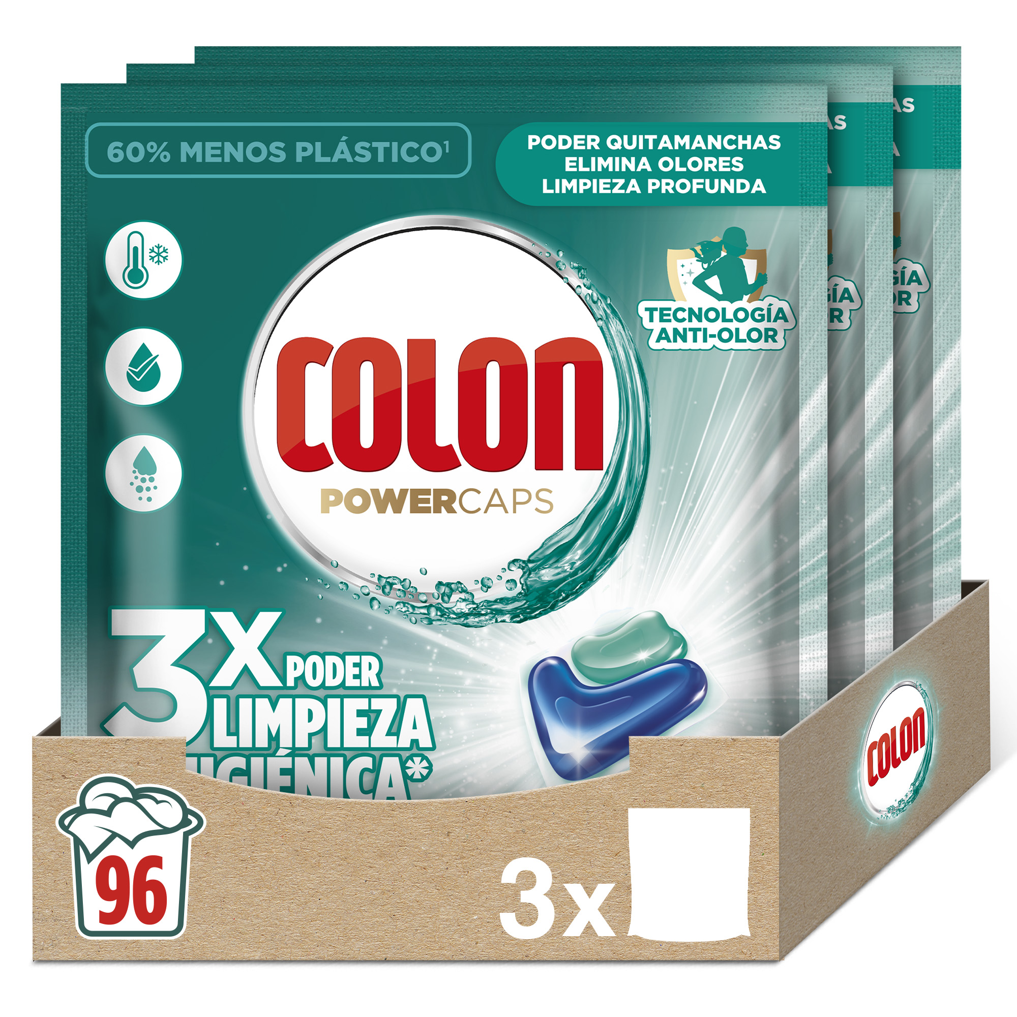 Colon Higiene Advanced Detergente para la ropa - 96 cápsulas (3x32 cápsulas)