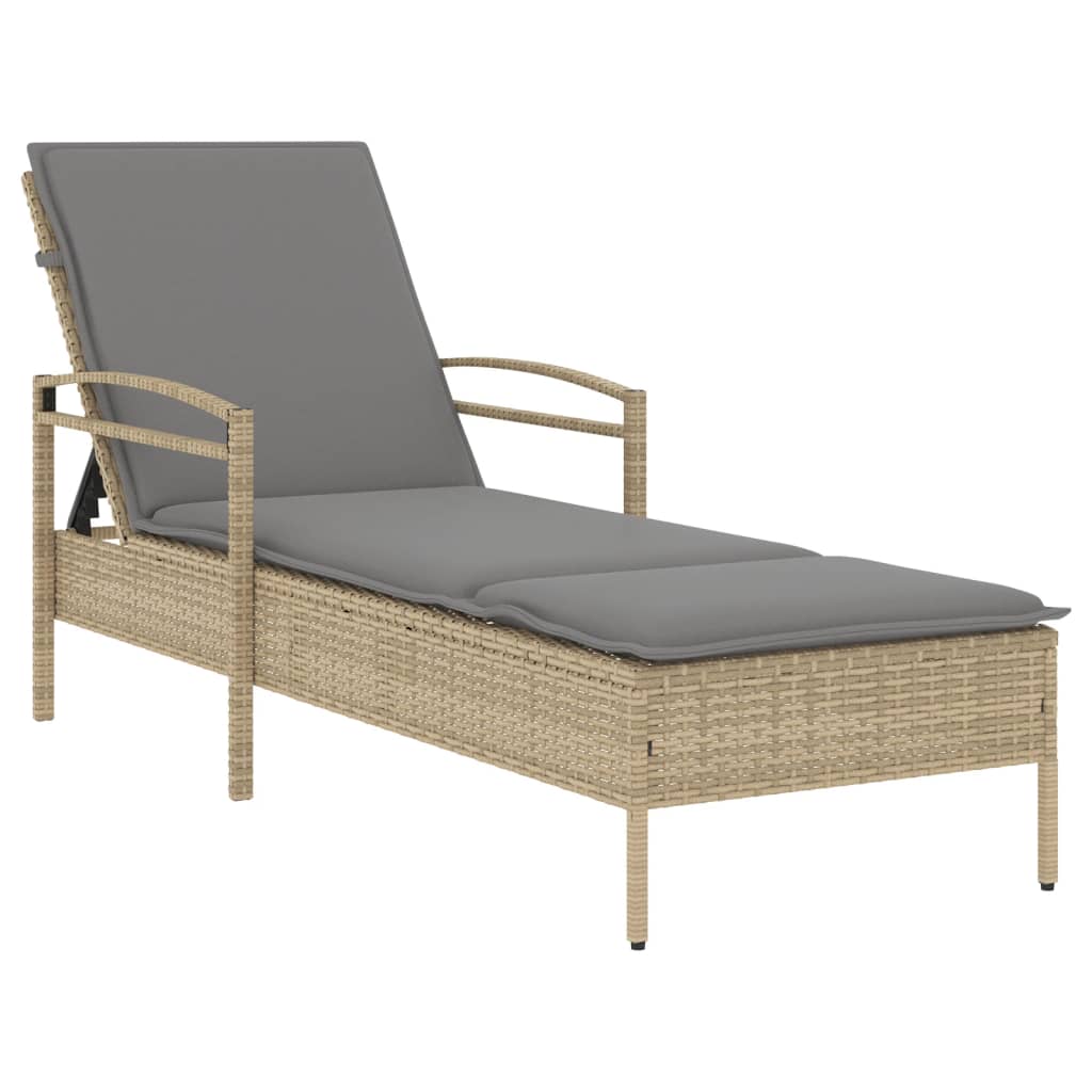 Vidaxl Tumbona Ratán Sintético 63x200x81 Cm Negro Marrón Gris
