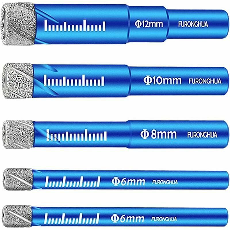CA Juego de 5 brocas de diamante de 6/6/8/10/12 mm para granito y baldosas de cerámica (paquete de 2)