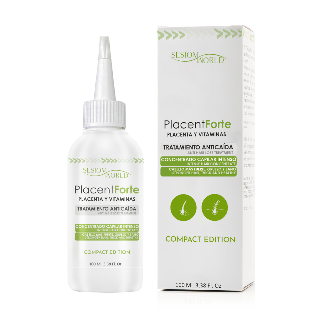 Serum anticaida cabello PLACENT FORTE compact edition | especial formato viaje | fácil aplicación | 100 ml SESIOMWORLD