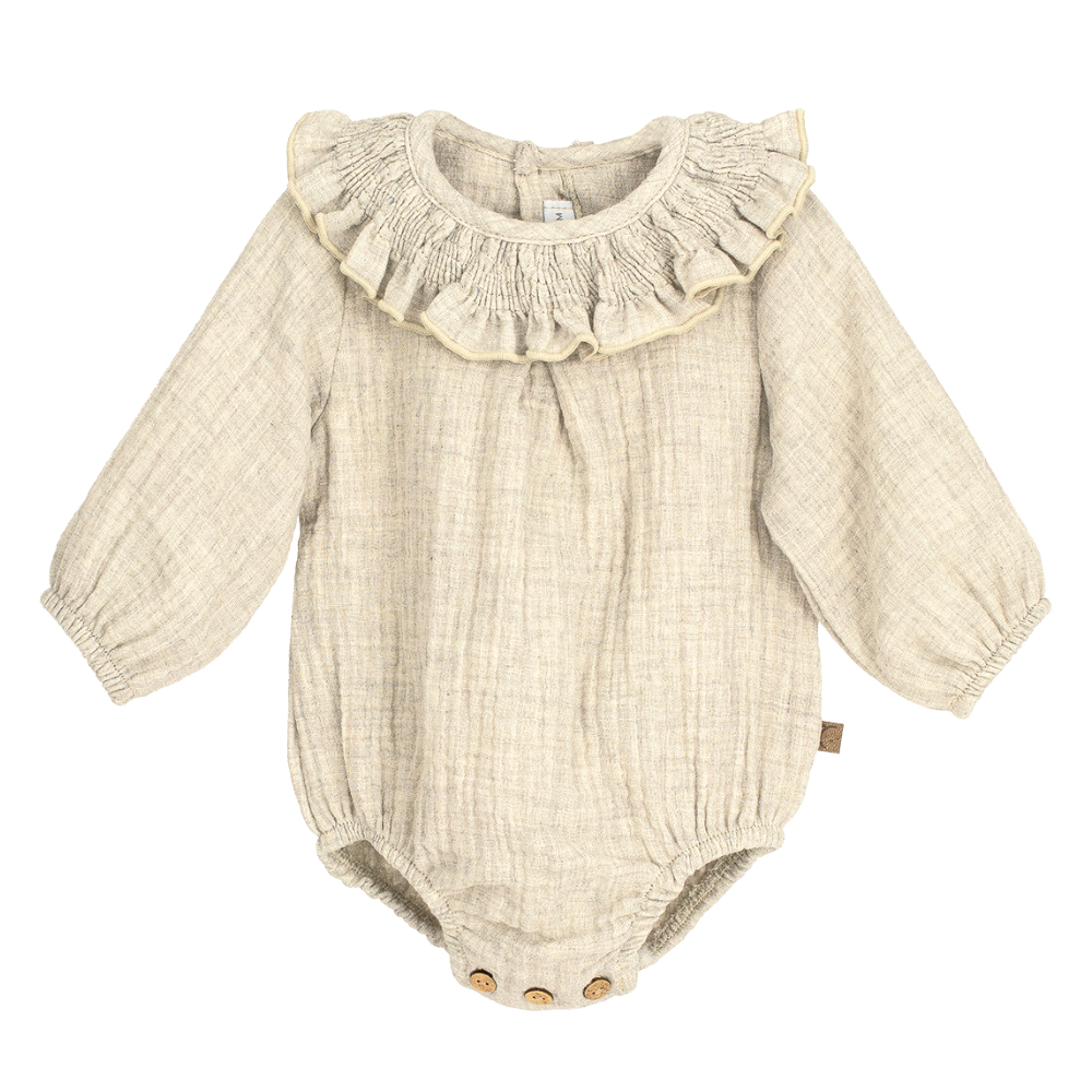 Body camisa de bambula cuello de volante fruncido erus de marca CALAMARO