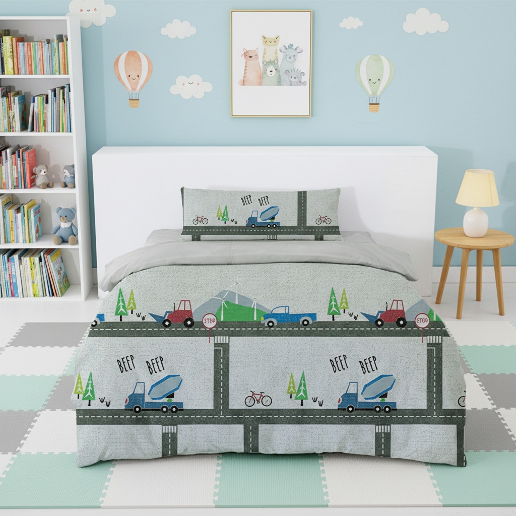 Juego de Cama Infantil con Estampados Coloridos – 3 Piezas