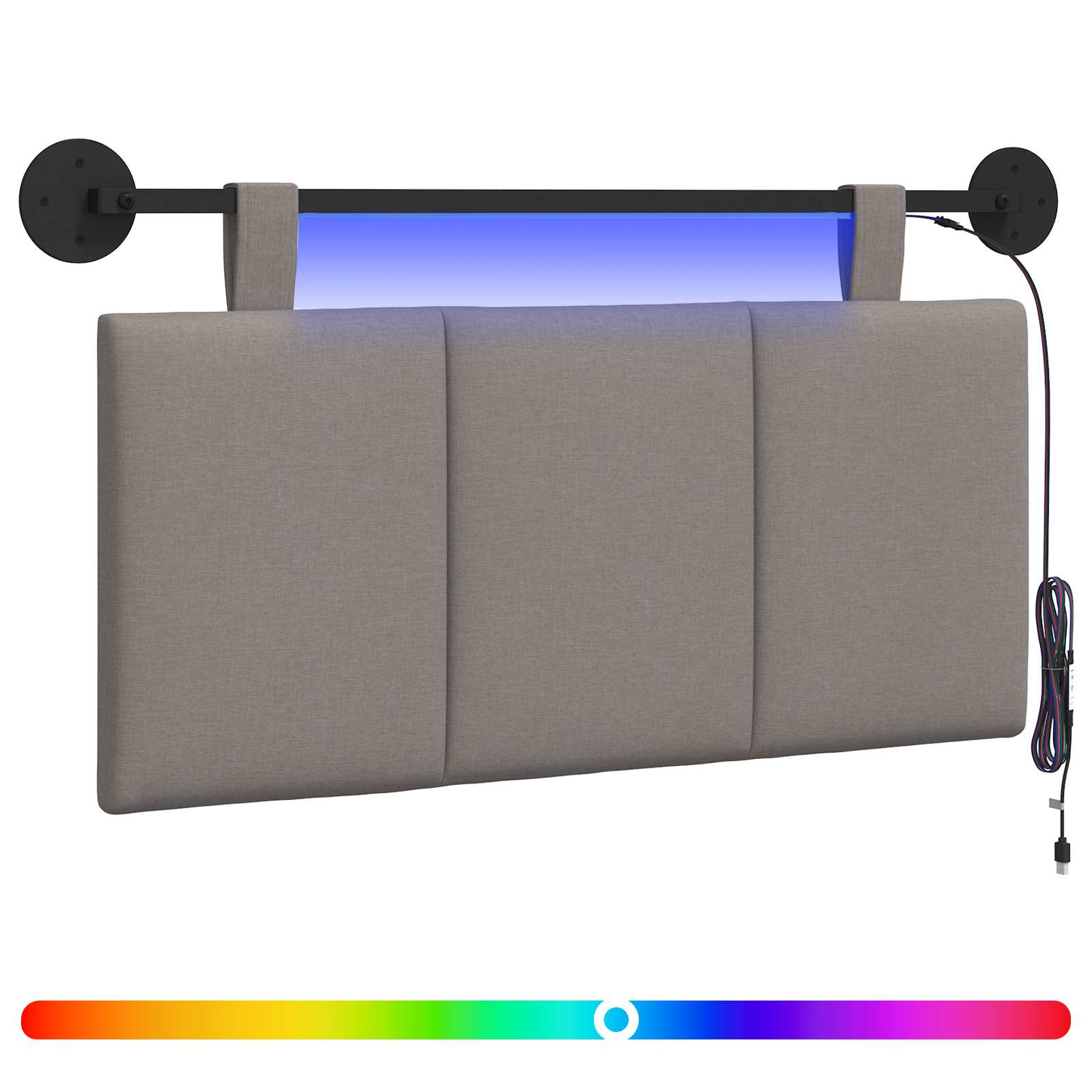 vidaXL Cabecero colgante Con luz LED  Tela 100 x 55 x 5 cm Multicolor