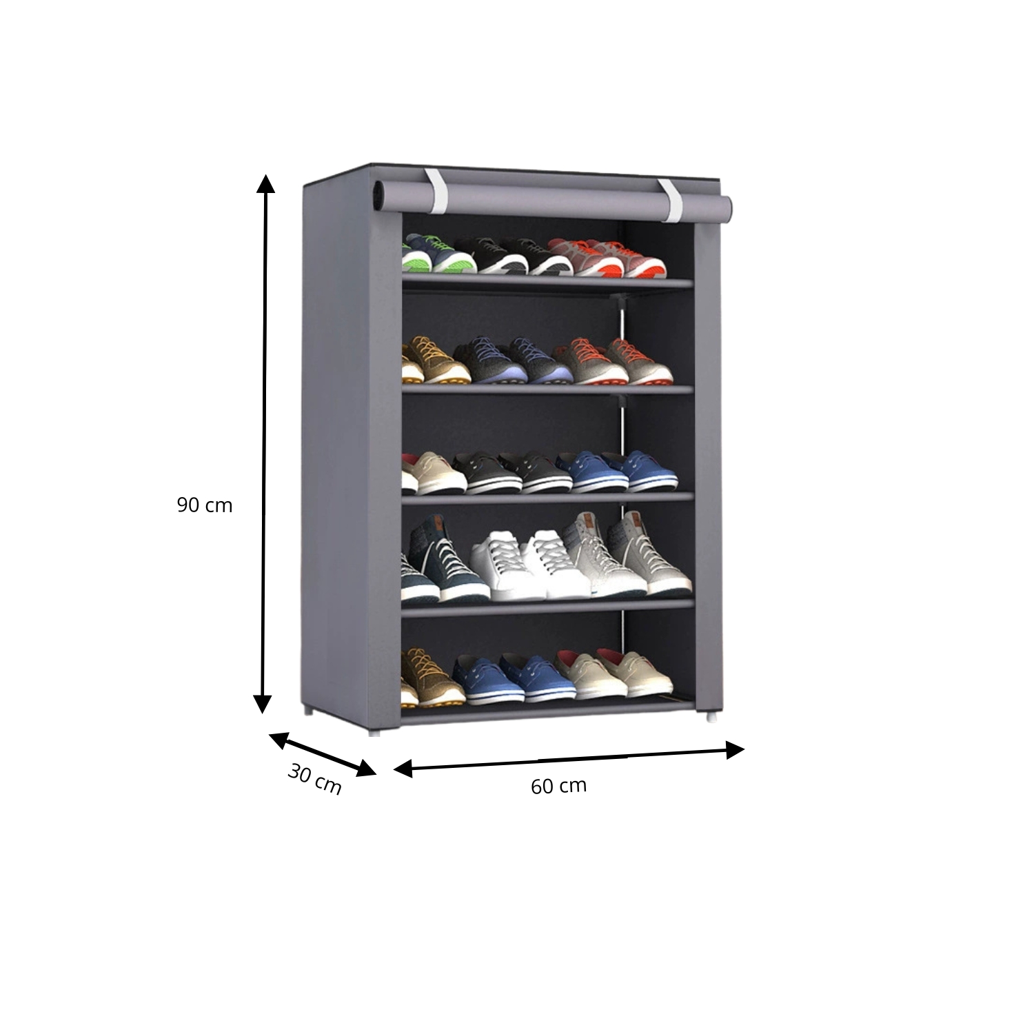 Zapatero, Organizador de Zapatos, Multinivel, Armario de zapatos, Textil de tela, Tubo de metal plegable, Zapatero Vertical, Compacto, Portátil para Entrada, Recibidor, Sala de Estar, Ligero, Resistente, Ahorra espacio