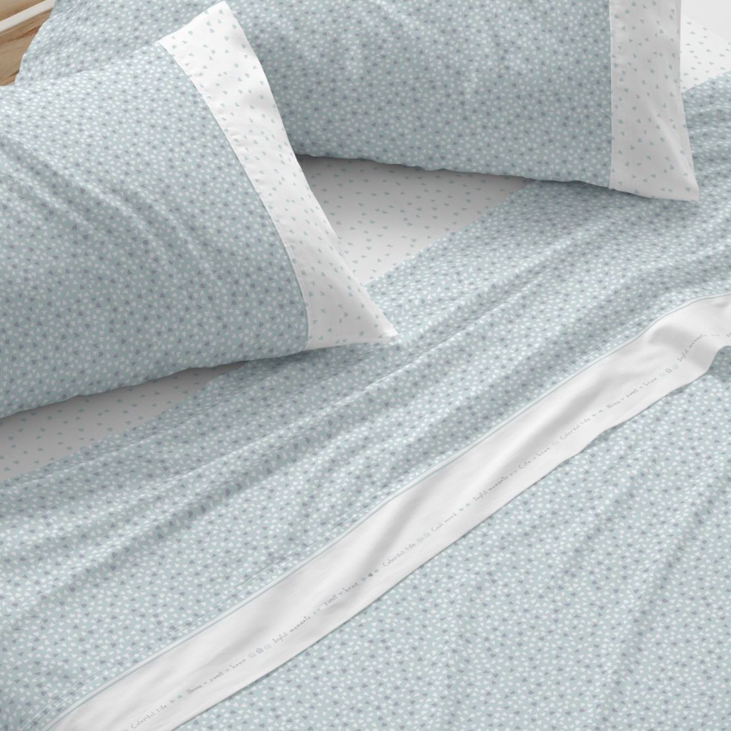 Juego Sábanas Infantiles BURRITO BLANCO 50% Algodón Diseño Florecitas Azul - Tacto Suave, Fácil Planchado, Alta Durabilidad - Cama 90-200cm
