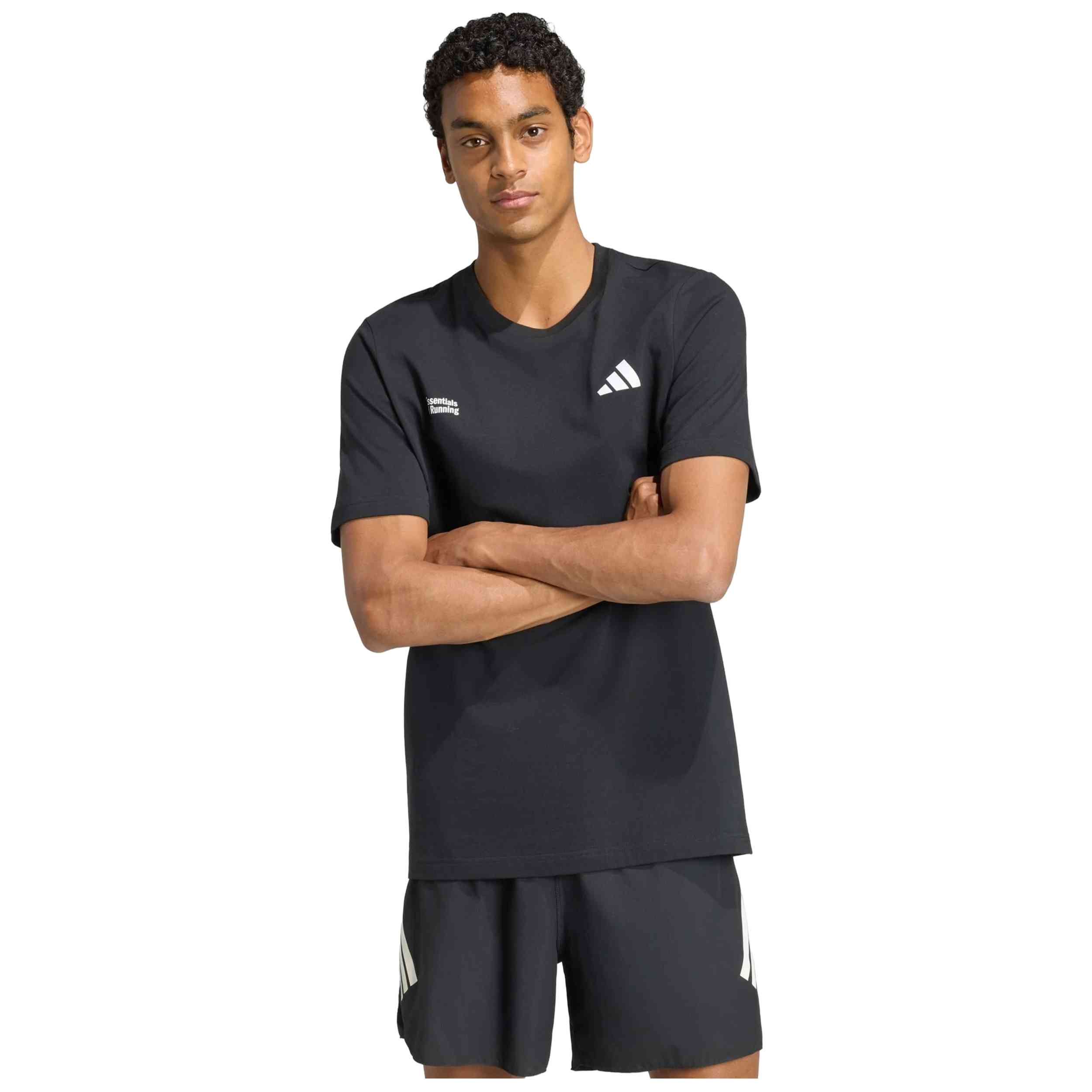Camiseta De Manga Corta Adidas modelo Run Essentials Graphic para hombre y mujer en color Negro