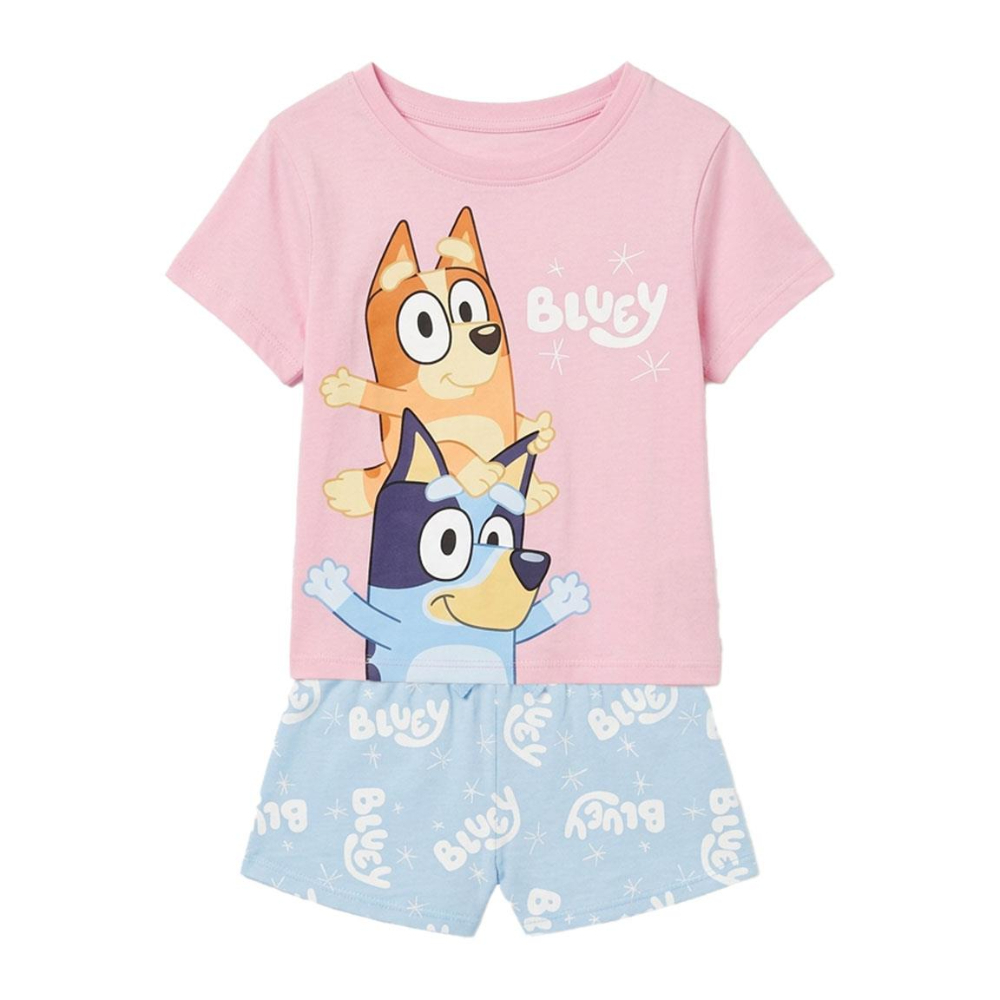 Bluey Cerdá Pijama de Manga Corta y Bingo Rosa y Azul Claro Niña 85827
