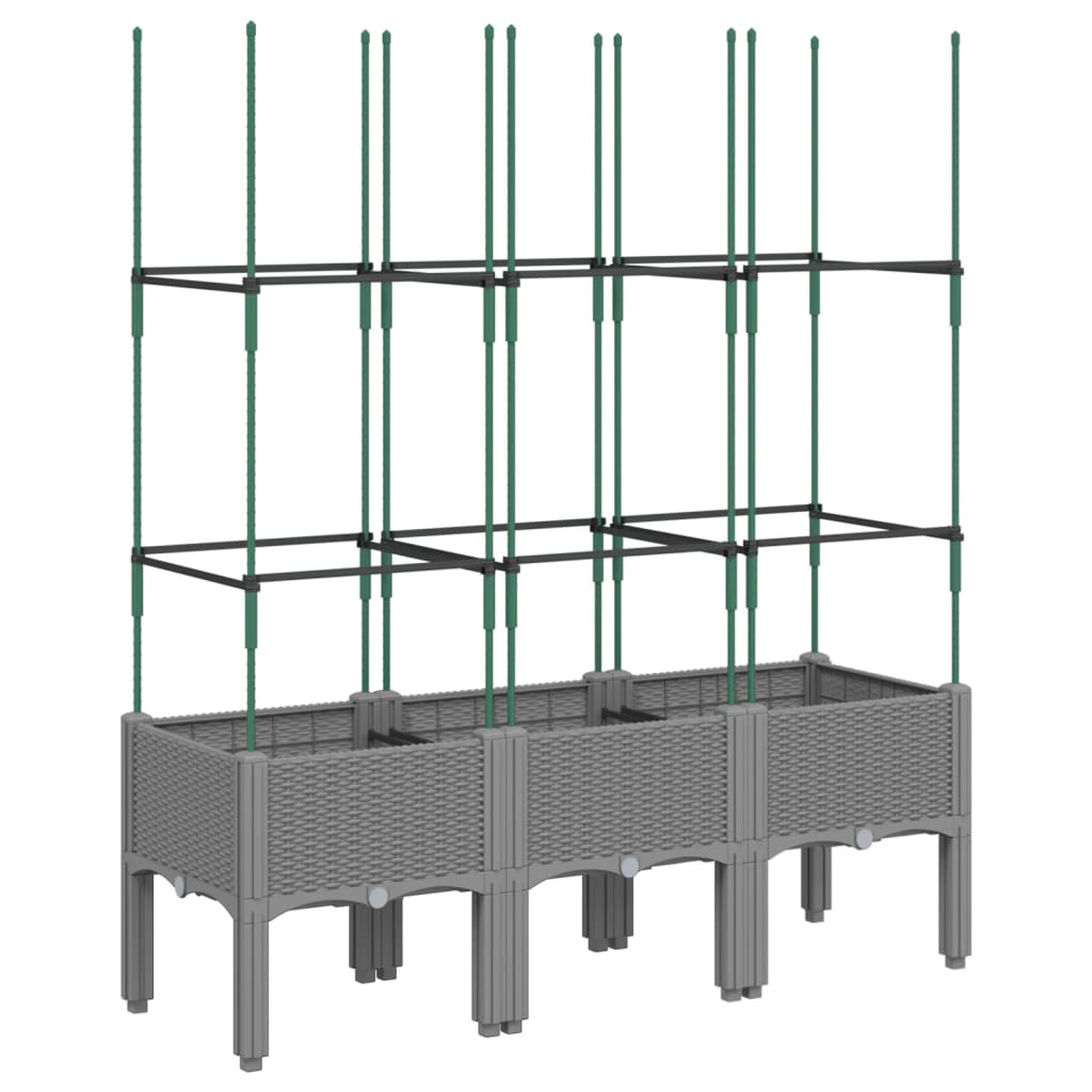 vidaXL Jardinera con enrejado PP 120x40x142,5 cm Color Gris,  Gris claro,  Negro y mas
