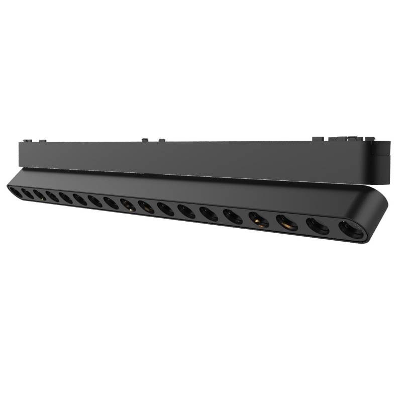 LEDBOX Foco carril SNOW SLIM 378mm Basculante 48V, 18W, 90º, negro, Blanco cálido. Iluminación comercial LED, Carril magnético