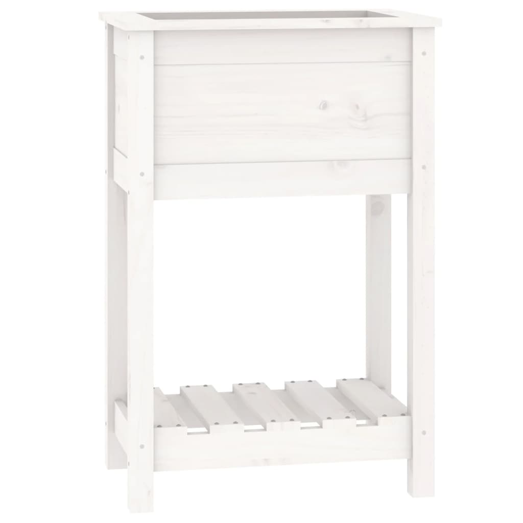 vidaXL Jardinera de madera maciza de pino blanco 54x34,5x81 cm