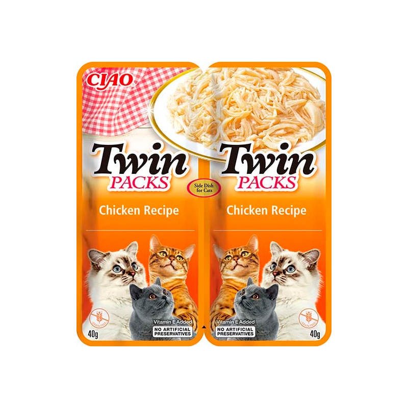 Inaba Churu Twin Packs Pollo en Caldo de Pollo para Gatos (12 Packs x 2 unidades x 40 gr)