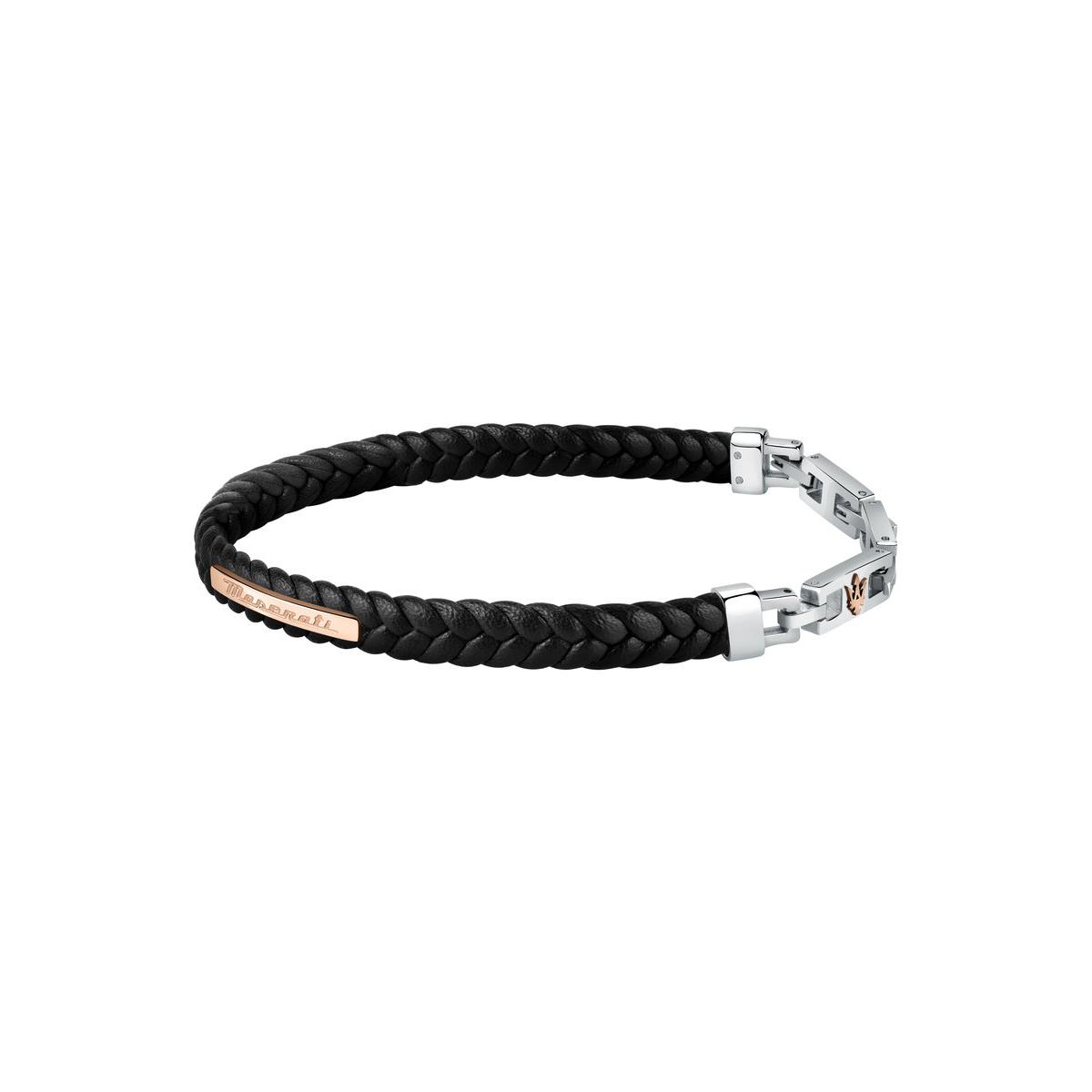 Maserati Pulsera Hombre Maserati J Br.rg&bk Recy.leather 22.5cm De Acero Negro Jm222ave01