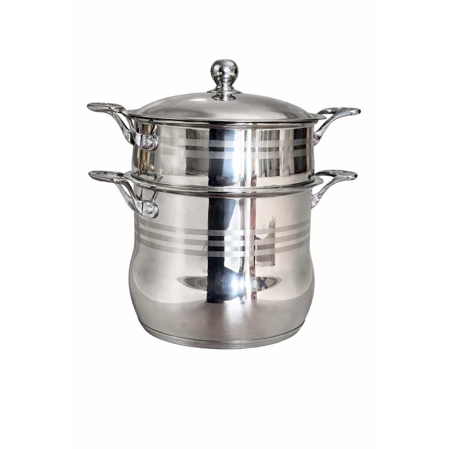 Vaporera de Acero Inoxidable con Olla — Cocedor al Vapor para Cuscús, Verduras y Carne — Apta para Gas y Vitrocerámica