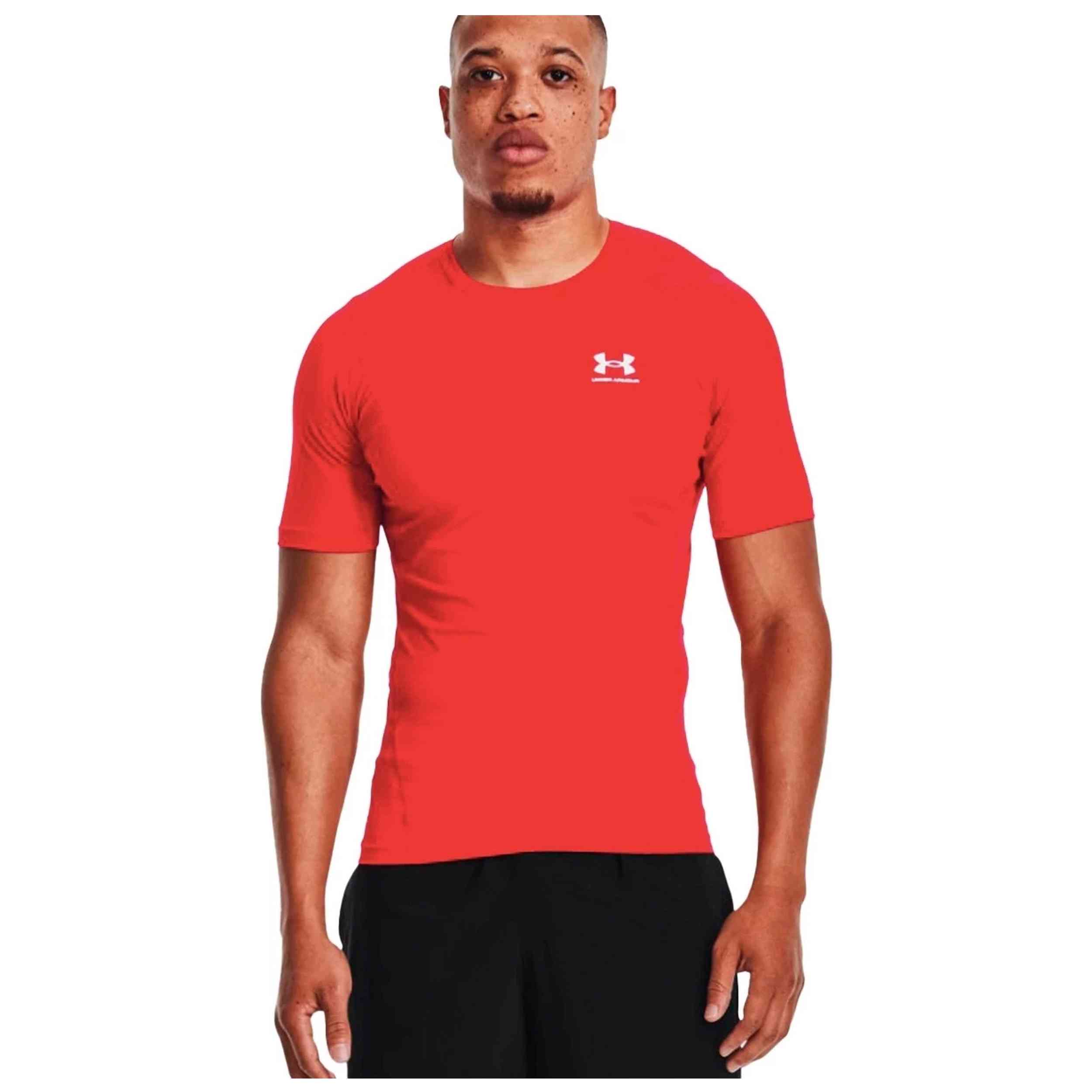 Camiseta De Manga Corta Under Armour modelo HeatGear Armour para Hombre en color Rojo