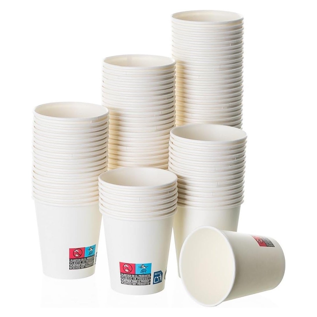 100 vasos desechables de cartón biodegradable blanco de 200 cc Para café, infusiones o agua. Adecuados para celebraciones y oficina. Resistentes y compostables. Best Products