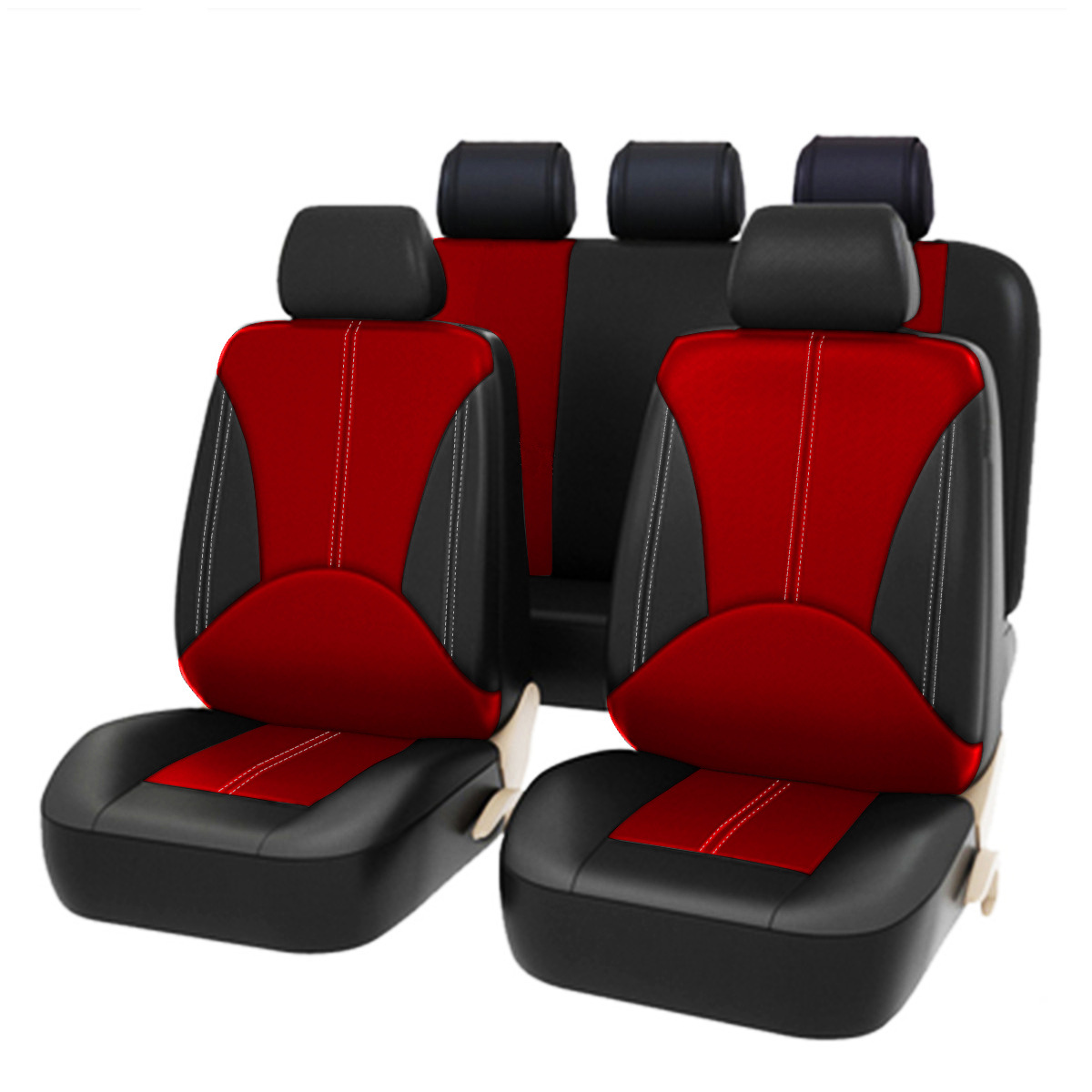 TK Fundas Universales para Asientos de Coche - Juego Completo de Protectores de Cuero PU - Accesorios Interiores para Automóviles - 9 Piezas - Nuevo