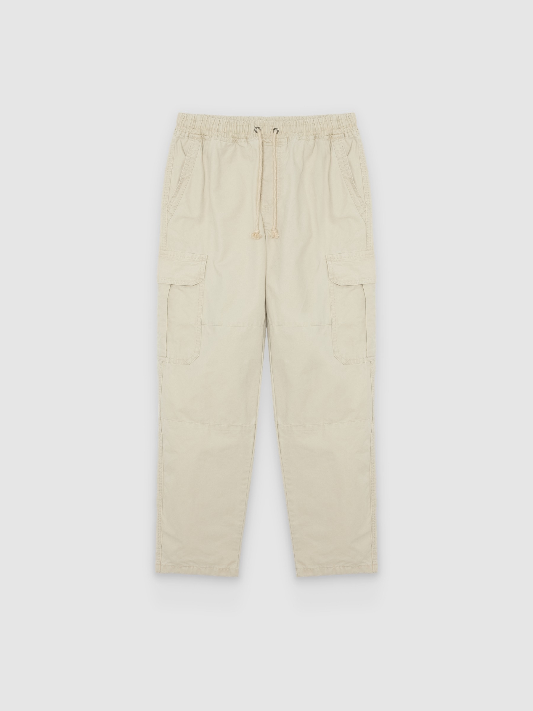Jogger cargo de algodón, tiro alto, cintura elástica y cordón ajustable, con bolsillos laterales INSIDE