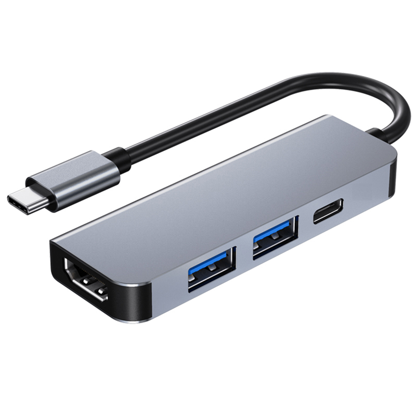 HUB USB C, Adaptador USB C a HDMI Hub, 4 en 1 con 2X USB 3.0, Puerto de Carga DP, 4K HDMI, Base USB C portátil de para Tabletas, smartphones, portátiles y otros dispositivos con interfaz Tipo-C