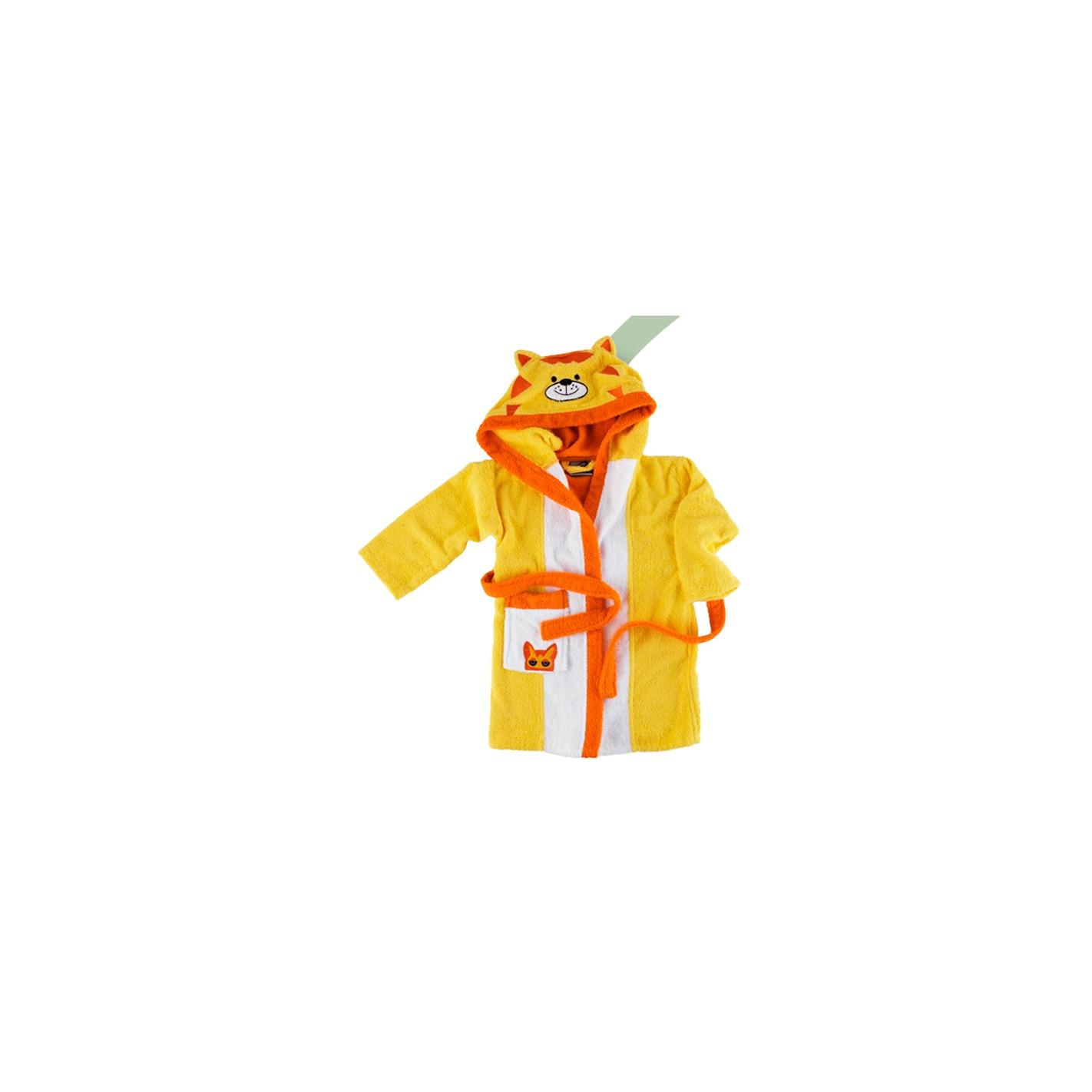 Rizo Basic Albornoz Infantil Terciopelo Bordado con Capucha Tigre