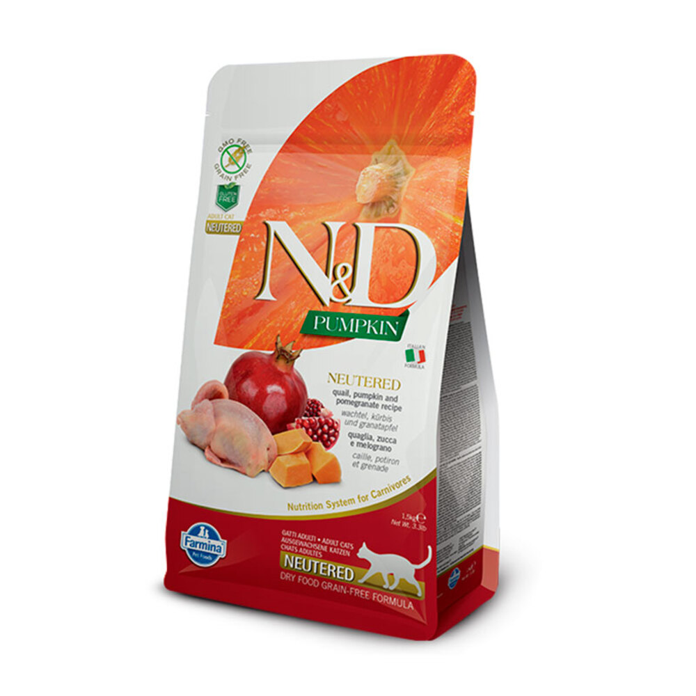 Farmina ND Cat Grain Free Pumpkin Neutered Codorniz - Pienso para Gatos Adultos Esterilizados Sin Cereales