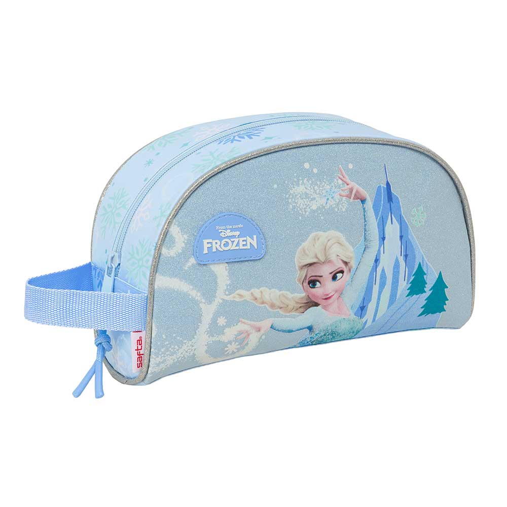 SAFTA | Neceser Adaptable a Carro Disney Frozen Organizador Escolar Infantil 26 x 16 x 9 Cm (3,7 Litros), Compartimento Principal con Cremallera y Bolsillo Interior con Cremallera, Asa Lateral de Mano, Vuelta al Cole