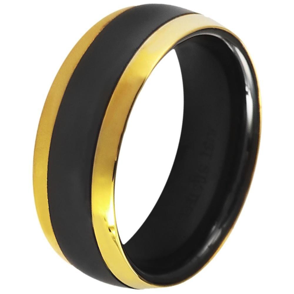 Just ® Anillo Nina em Cerâmica Preto e Dourado - 58