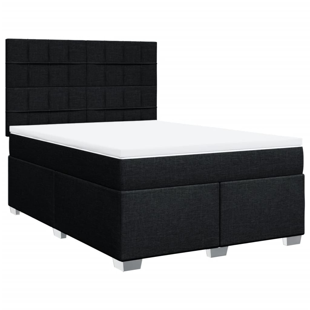 vidaXL Cama box spring con colchón tela negro 140x200 cm
