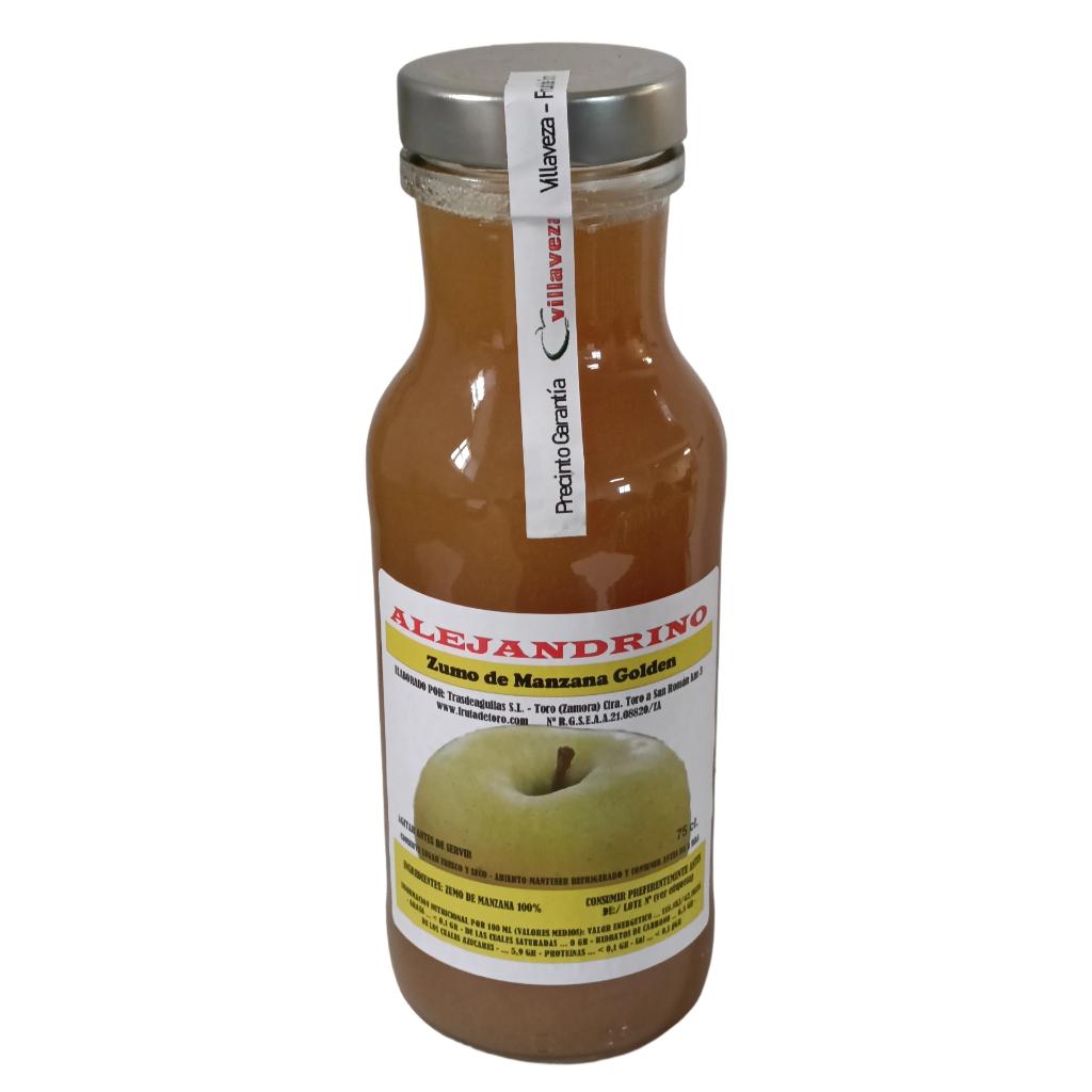 ALEJANDRINO Zumo Natural de Manzana Golden 75 cl 100% fruta exprimida, sin azucares añadidos, sin agua añadida.