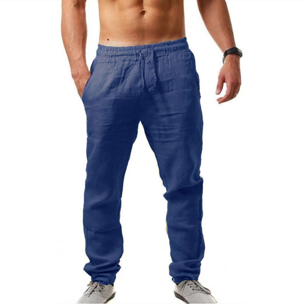 TK Pantalones Largos Ligeros Para Hombre Verano Color Transpirables Casual Pantalones Con Elástica Harajuku Cinturón