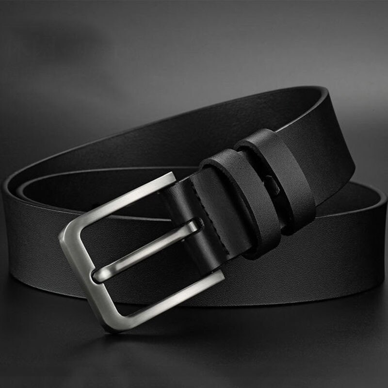 TK Cinturón de cuero intética para hombre, cinturón cuadrada de aleación, diseño informal, ancho 3,8 cm.