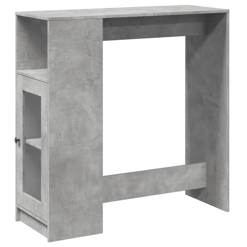 vidaXL Mesa alta bar con estantes madera gris hormigón 101x40x103,5 cm