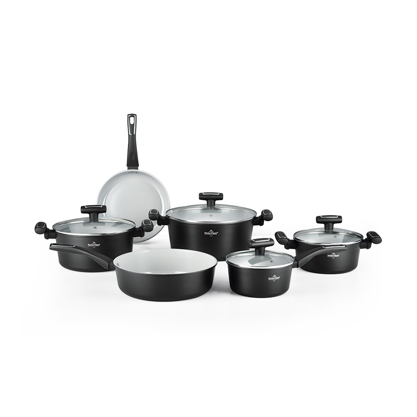Juego de utensilios de cocina de inducción Swiss Haus® GC3010T - Juego de 10 piezas - Libre de PFAS - Para todo tipo de fuentes de calor – Sartén, cacerola y sartén para saltear – Con tapa – Morado