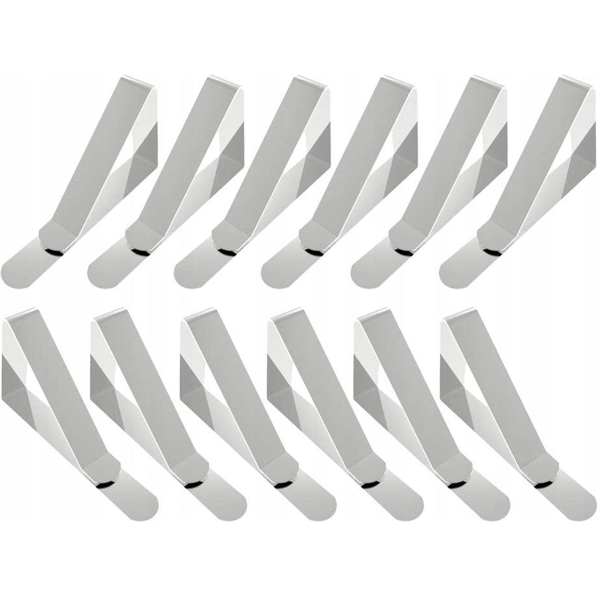 Pinzas para manteles - Acero inoxidable - Pinzas para manteles - Pinzas resistentes - Pinzas para manteles - Sujeción de manteles - Artículos de jardín - Sujeción de manteles - 12 piezas