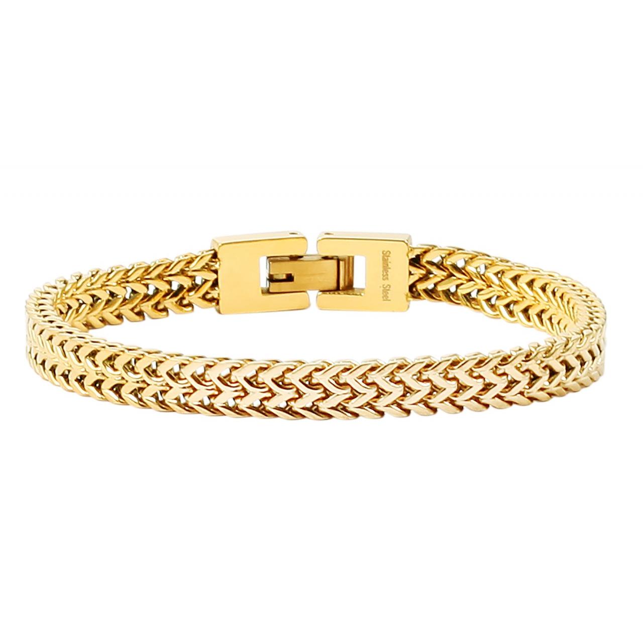 Akzent® Pulsera Meio-Fio Dourada em Aço Inoxidável
