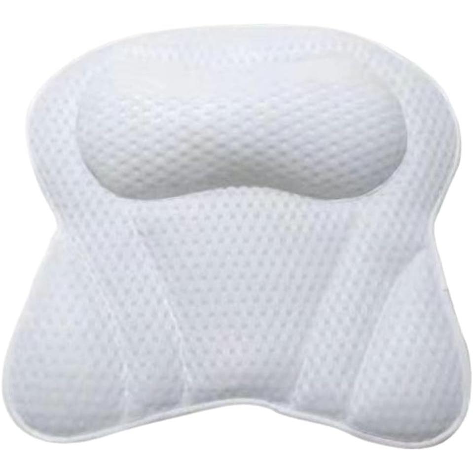 Almohada de baño de spa de lujo con tecnología de malla de aire 4D, hipoalergénica, ventosa antideslizante, soporte para cuello y espalda, secado rápido, lavable a máquina, accesorio de baño relajante de regalo