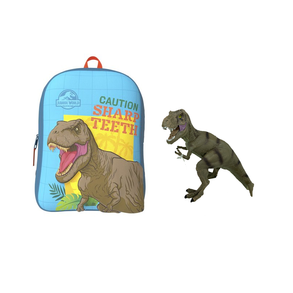 jurassic word mochila 3d 31cm con figura pvc dinosurio marron 20*16cm,para ninos,colegio,escuela