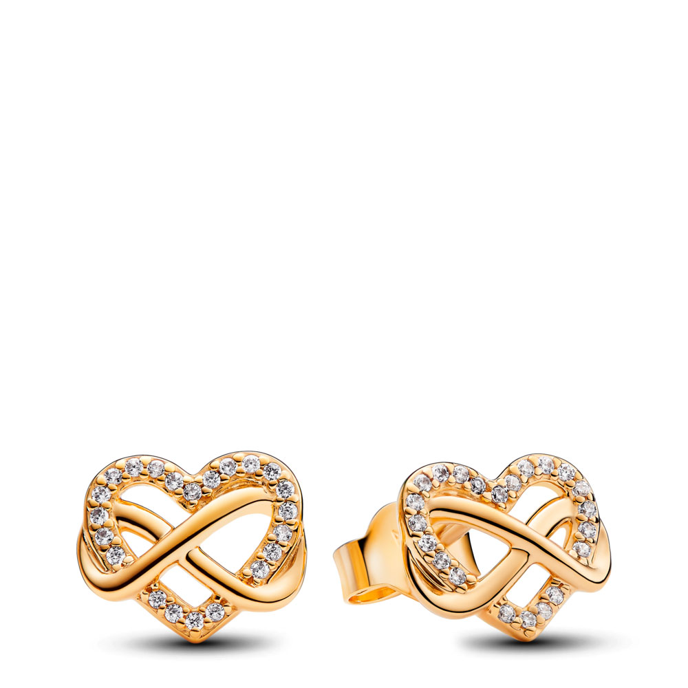 Pandora Pendientes de botón Corazón Infinito Brillante 262667C01 , para Mujer