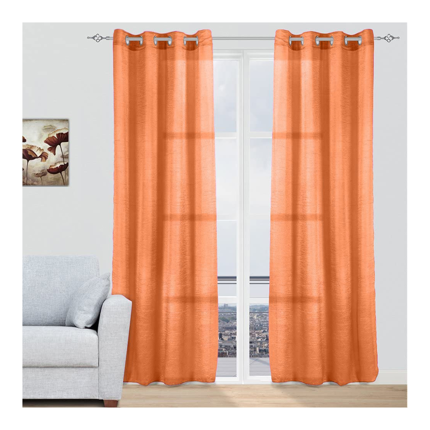 Cortina para Ventana Dormitorio Translúcidas Visillos , Pack de  2 Piezas con Anillos Plateados para Ventana, 150 X 260 CM. Ideal para decorar las estancias de su hogar. comedor, habitación, cocina.