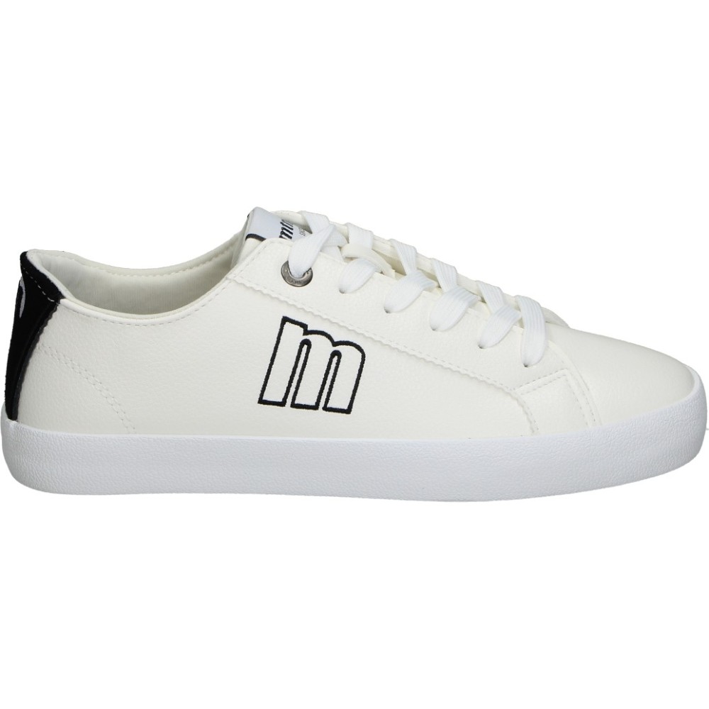MTNG | Zapatillas Mustang para Mujer – Deportiva Casual Blanca con Detalles en Negro – Sneakers con Cierre de Cordones – Cómodas y Versátiles – Modelo 60036