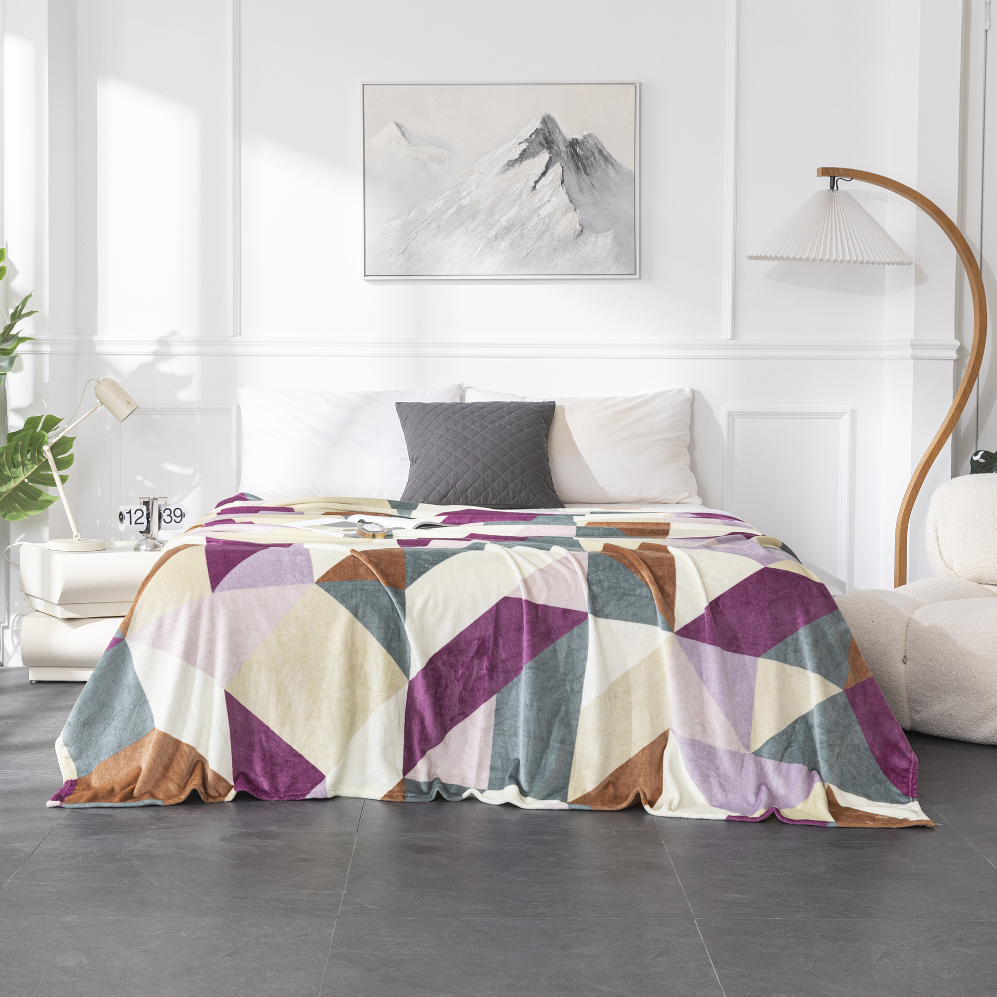 Manta de Microfibra y Franela Estampada Meishida - Suave y Cálida para Cama, Sofá o Decoración del Hogar, Ideal para Regalo, Lavable a Máquina, Disponible en Varios Colores y Tamaños
