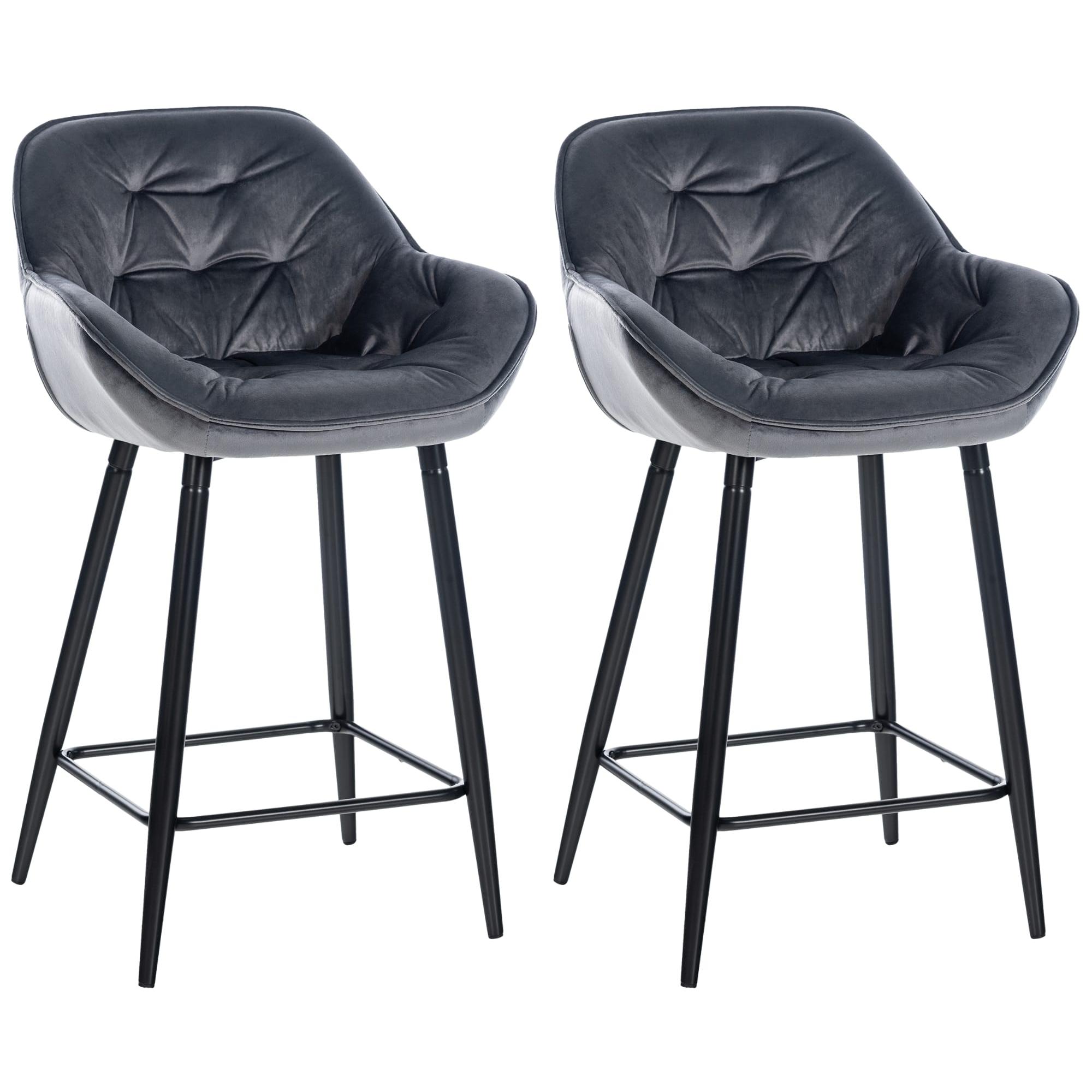 Set de 2 Taburetes de bar Gibson Gris oscuro,Terciopelo