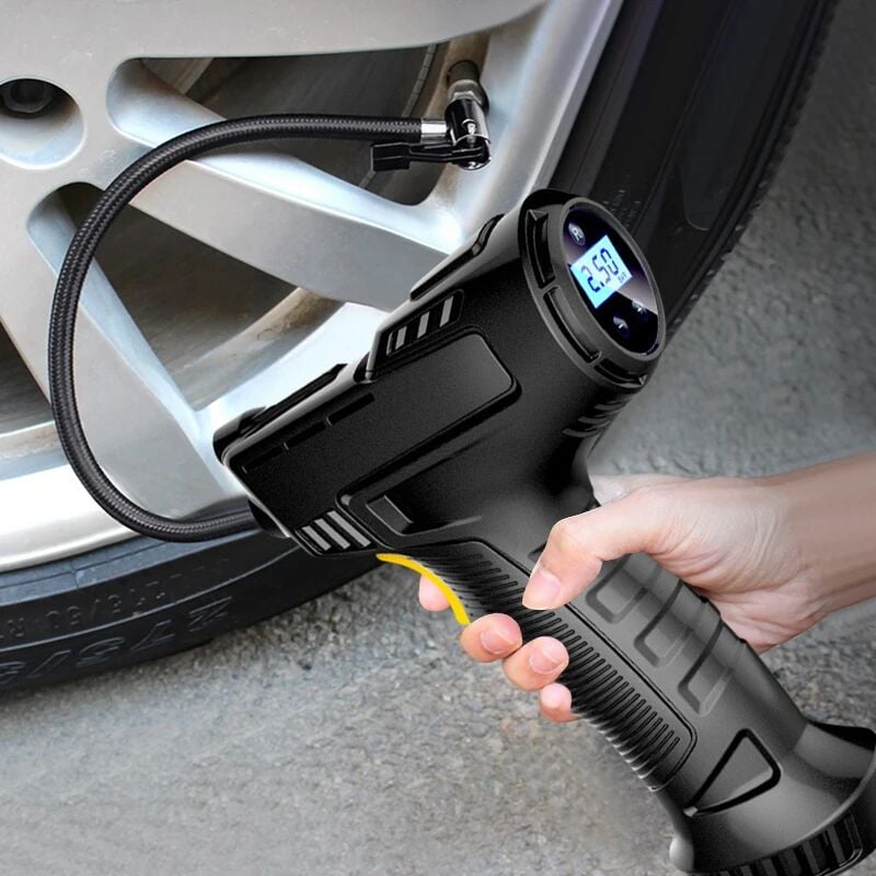 OmHO Bomba de aire eléctrica para coche de 120 W, bomba inflable para neumáticos de coche, compresor de aire portátil recargable, equipo inflador de neumáticos digital para automóvil