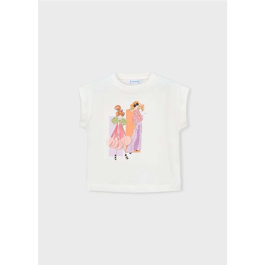 Mayoral - Camiseta manga corta para niña color coral diseño casual algodón suave ideal verano
