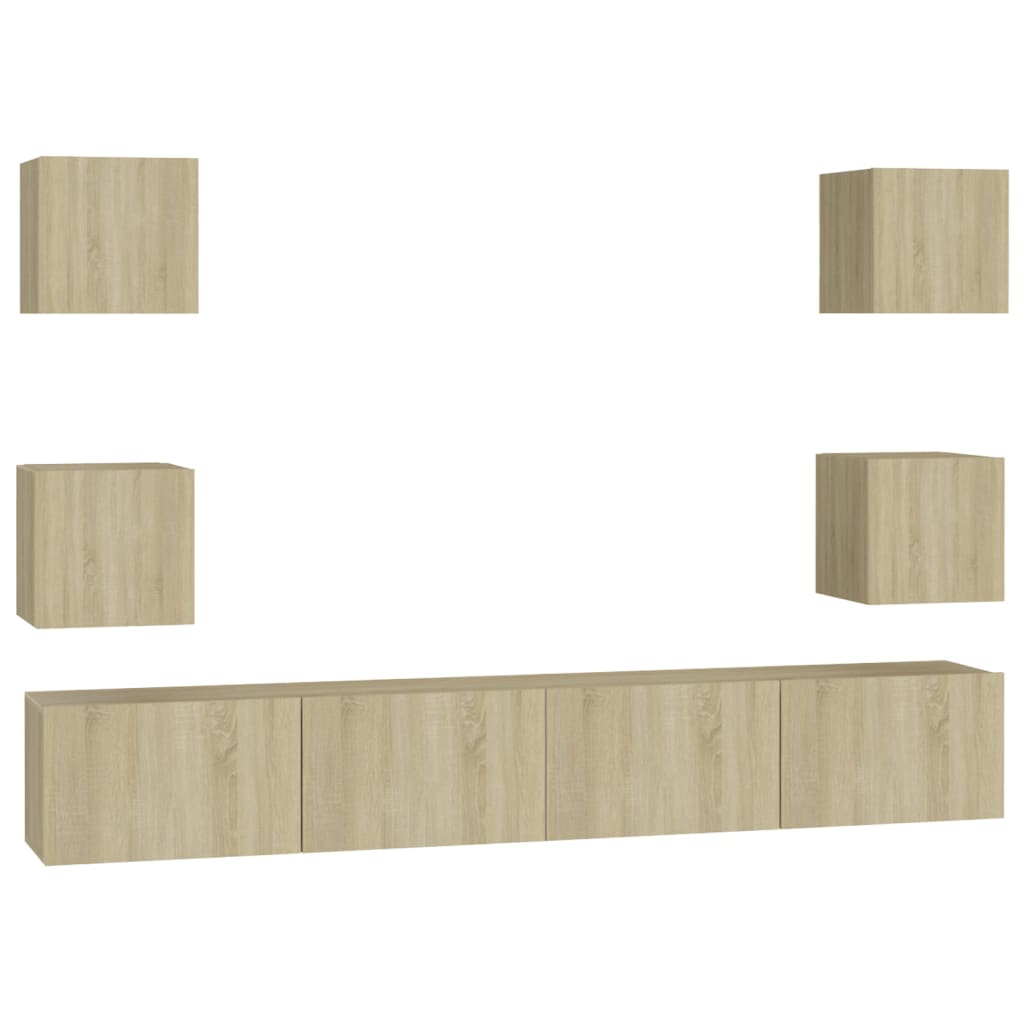 vidaXL Set de muebles de salón TV 6 piezas madera de ingeniería 100x30x30 cm, Mueble de Salon, Mueble TV, Mueble TV salon, Mesa de TV, Mueble tele