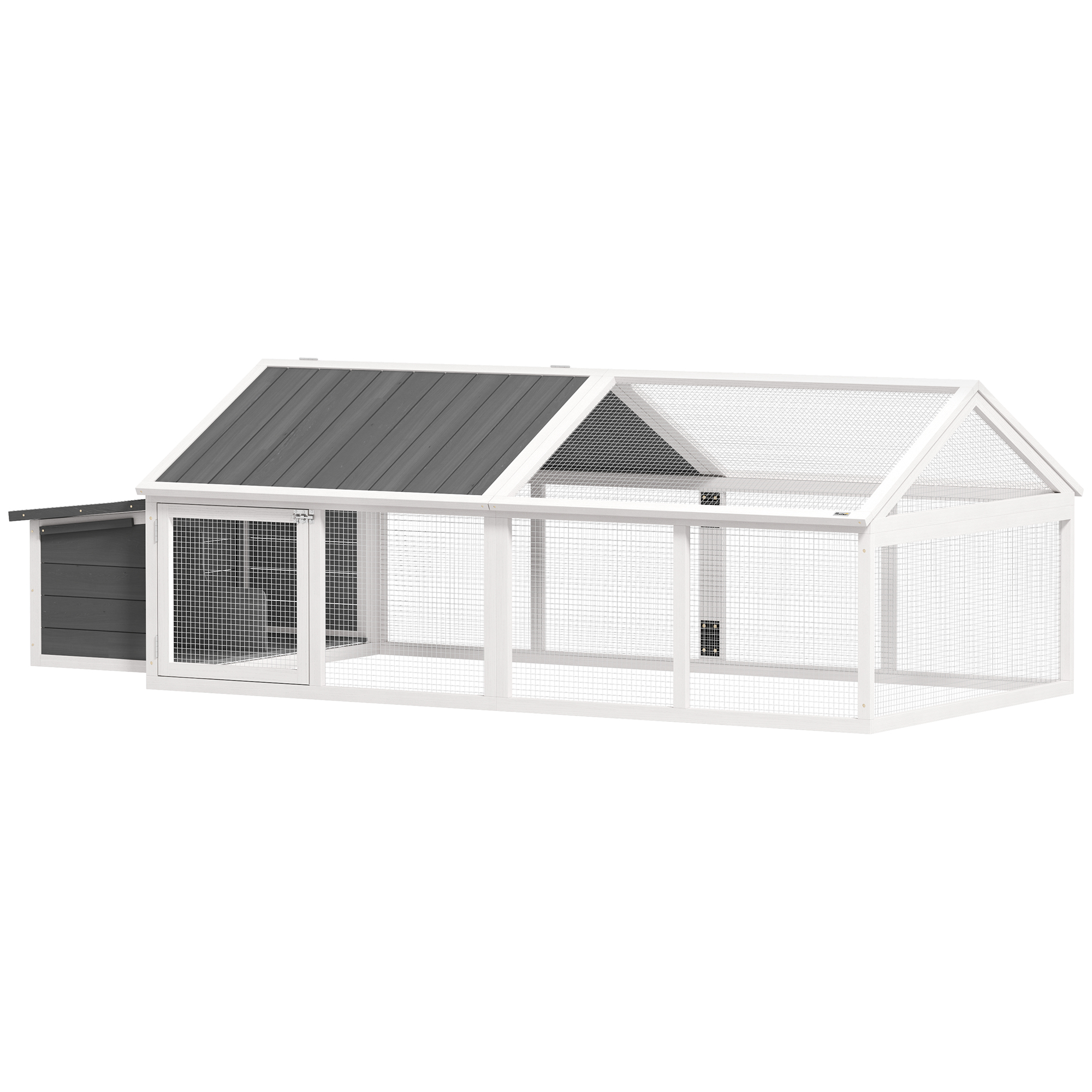 PawHut Gallinero de Madera Gallinero Grande de Exterior de 2 Pisos para 4-8 Gallinas con Techo Abatible Corral Puertas con Cerradura y Nido 240x112,5x76 cm