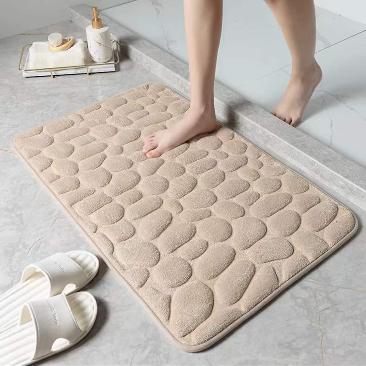 Om Home Alfombra De Baño Antideslizante 3D Punción De Calle Absorbente Alfombrilla Máquina Lavable Secado Rápido Moderna Ecológica